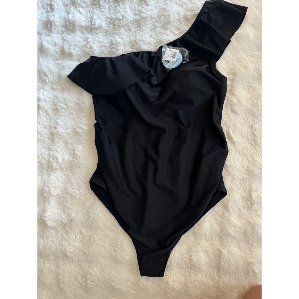 Beach Bump Ruffle Front one Shoulder UPF 50+ Swimsuit Motherhood Maternity Large - Picture 6 of 9